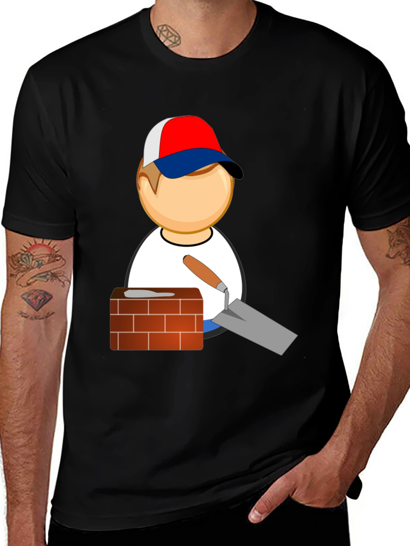 Bricklayer Cartoon Graphic T-Shirt