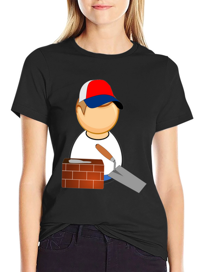Bricklayer Cartoon Graphic T-Shirt