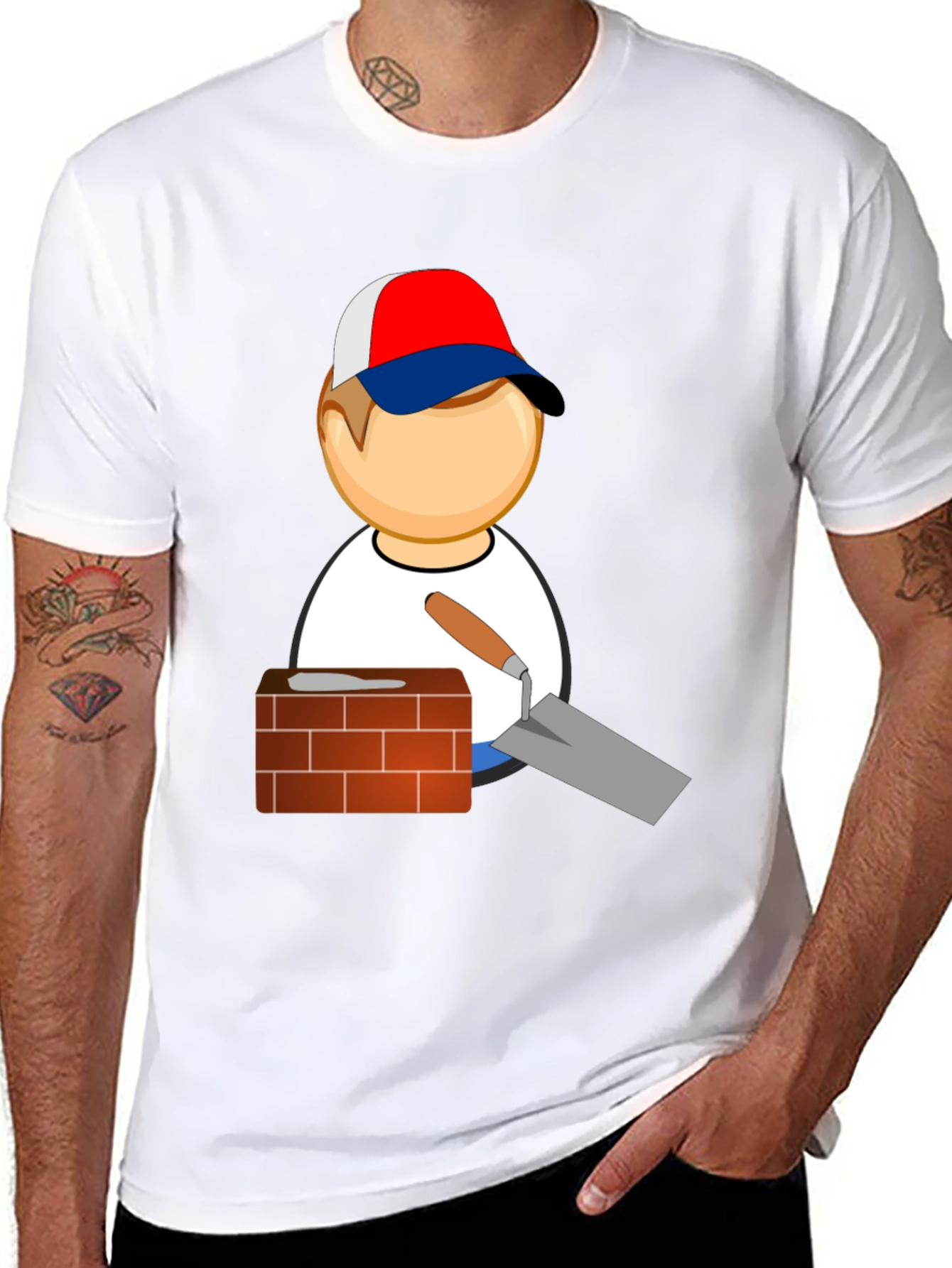 Bricklayer Cartoon Graphic T-Shirt