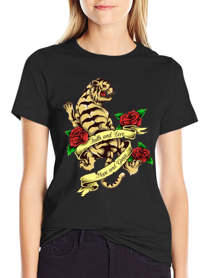 Tiger Rose Graphic Tee - Faith Hope and Love