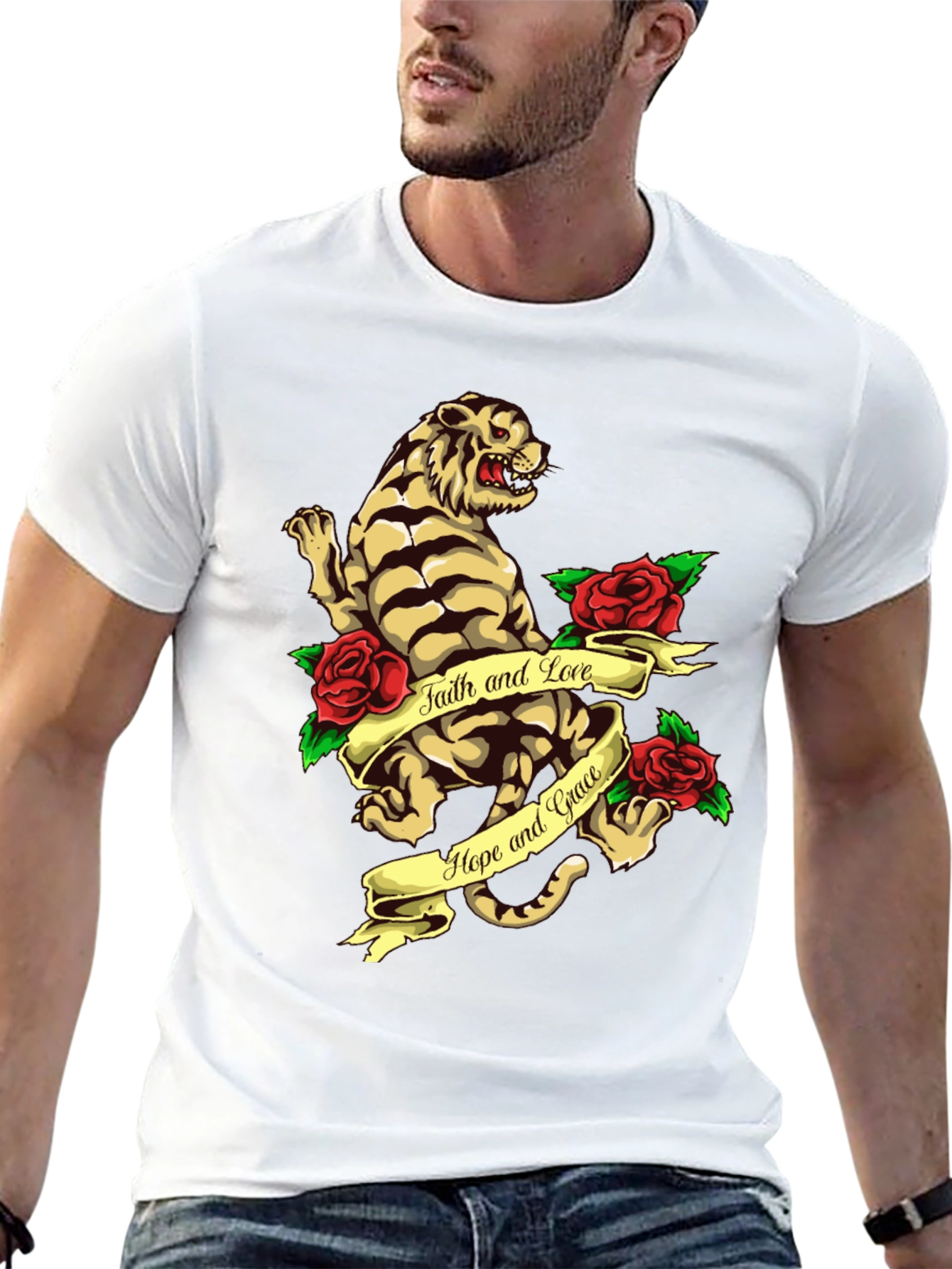 Tiger Rose Graphic Tee - Faith Hope and Love