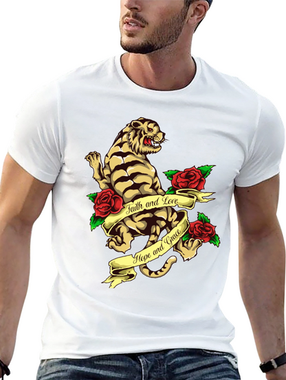 Tiger Rose Graphic Tee - Faith Hope and Love