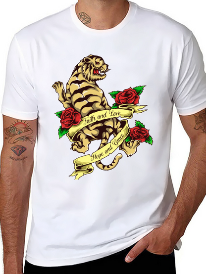 Tiger Rose Graphic Tee - Faith Hope and Love