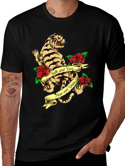 Tiger Rose Graphic Tee - Faith Hope and Love