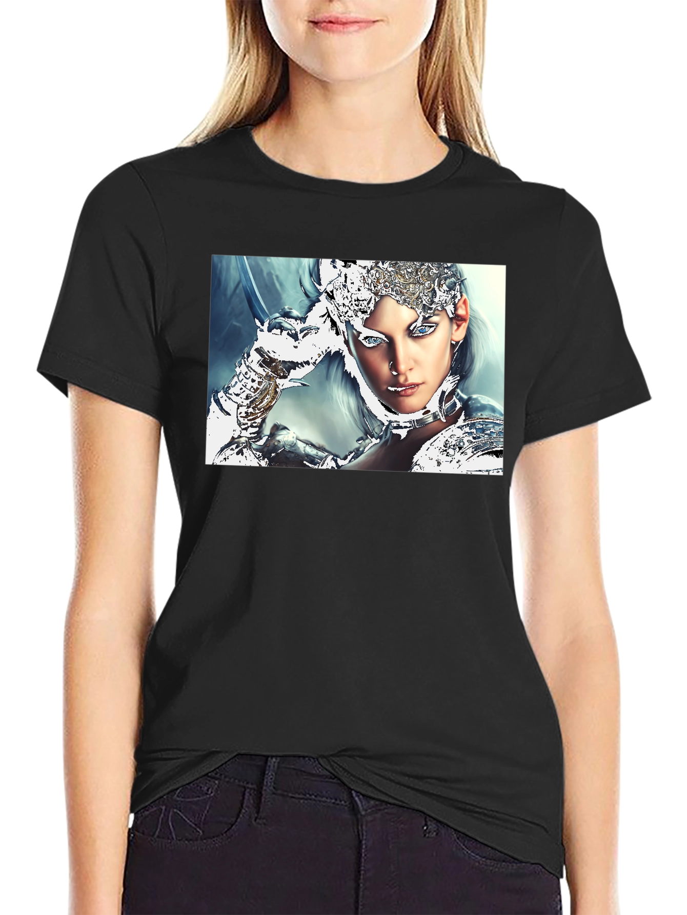 Warrior Woman Graphic Black T-Shirt