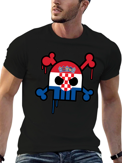 Croatian Flag Skull Graphic Tee