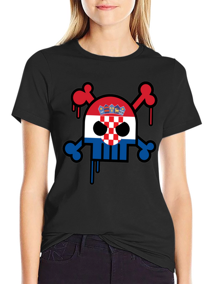 Croatian Flag Skull Graphic Tee