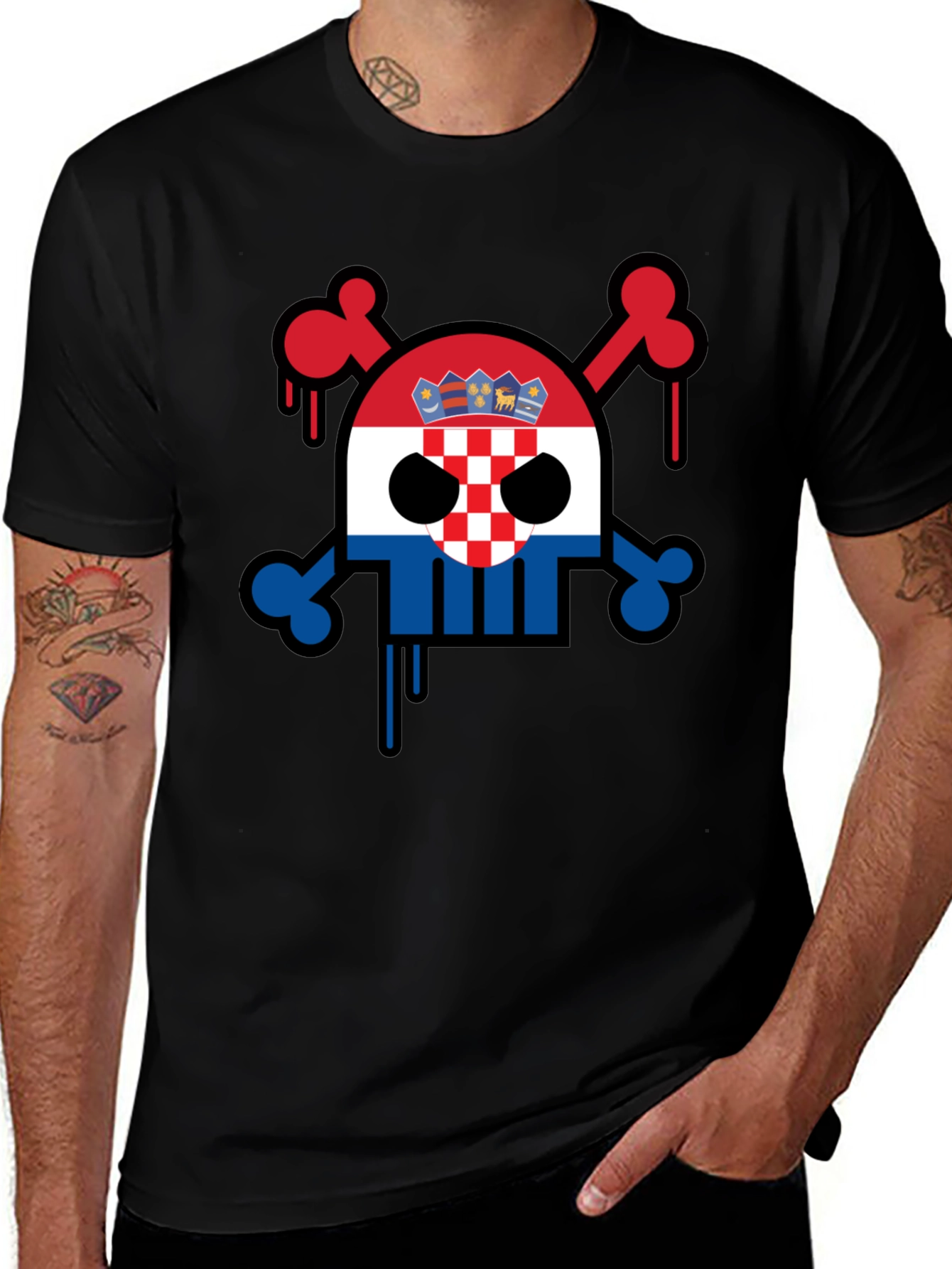 Croatian Flag Skull Graphic Tee