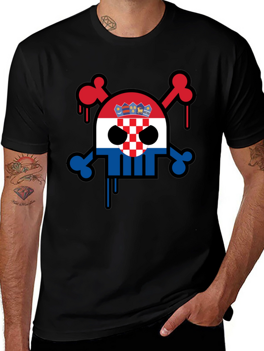 Croatian Flag Skull Graphic Tee