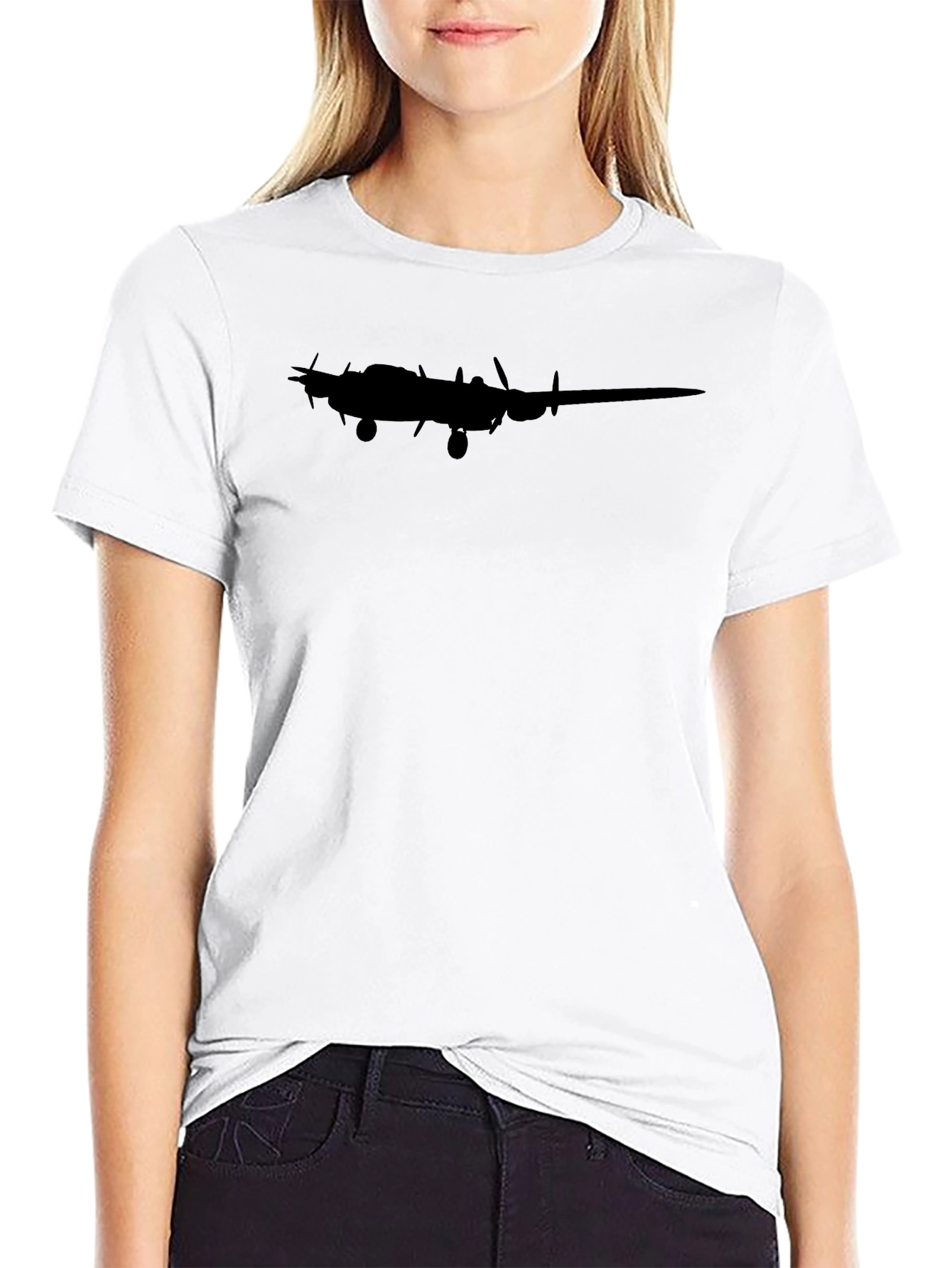 Classic Black Airplane Silhouette Graphic Tee