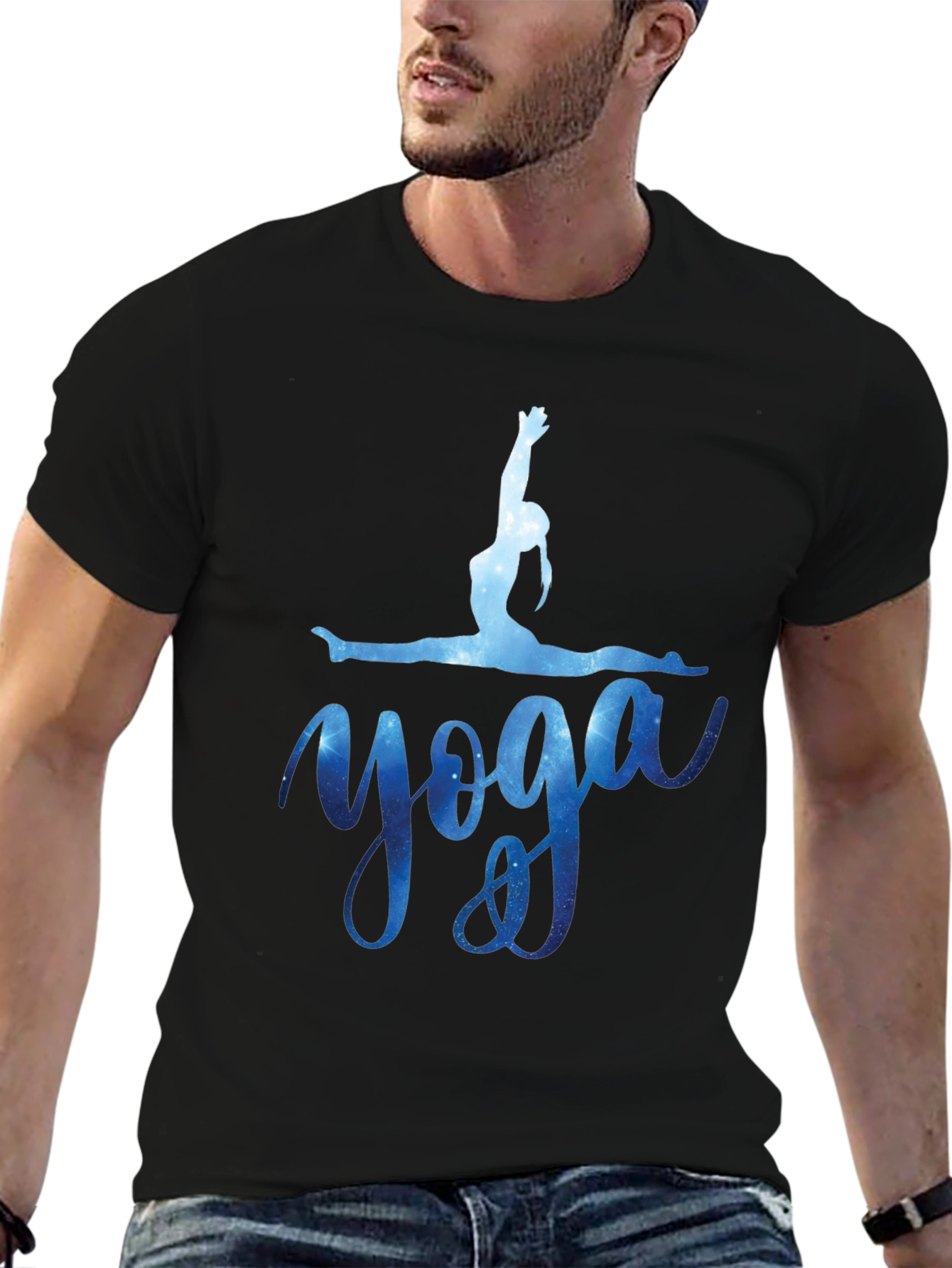 Yoga Pose T-Shirt - Galaxy Design Black Tee