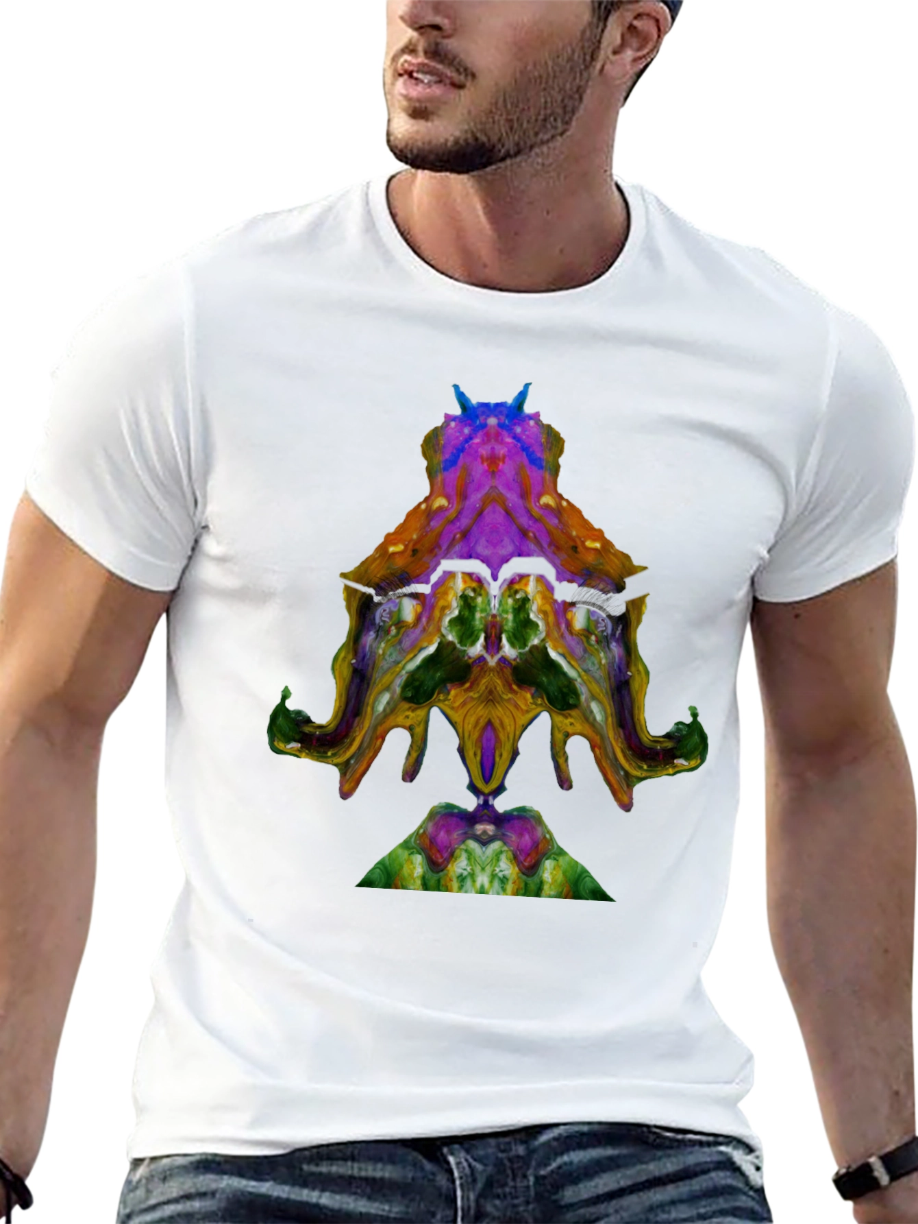 Abstract Octopus Design Black T-Shirt