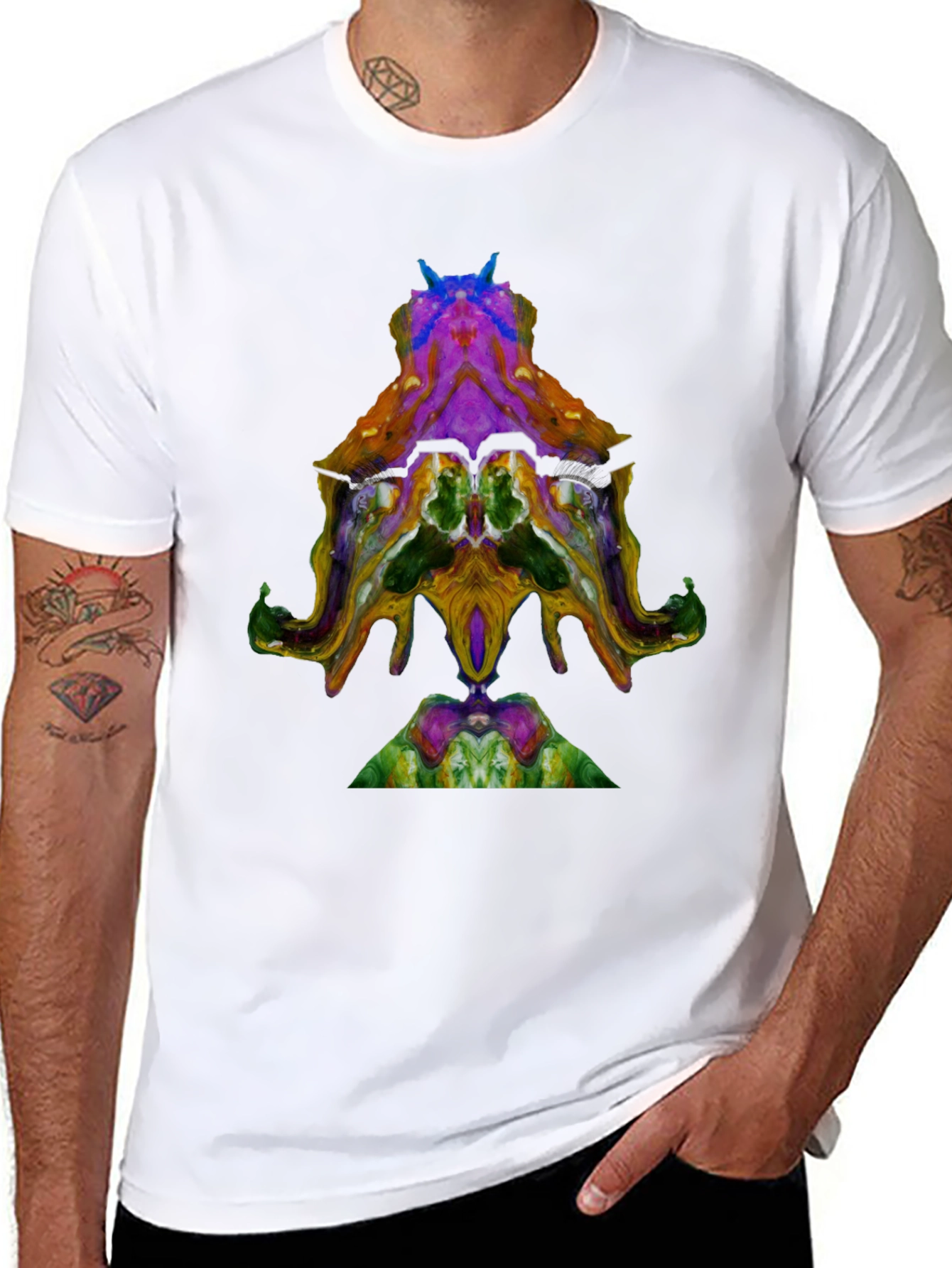 Abstract Octopus Design Black T-Shirt