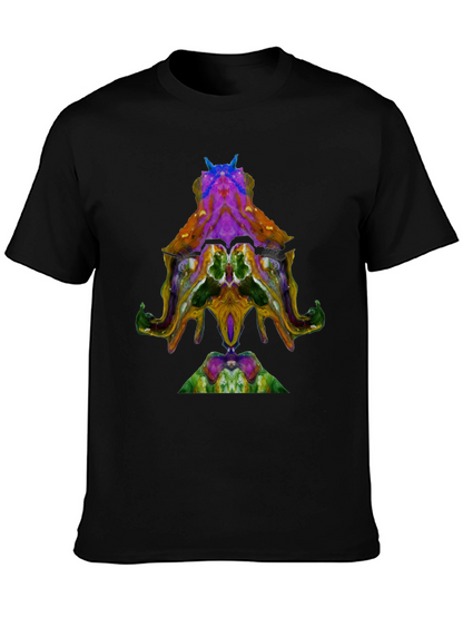Abstract Octopus Design Black T-Shirt