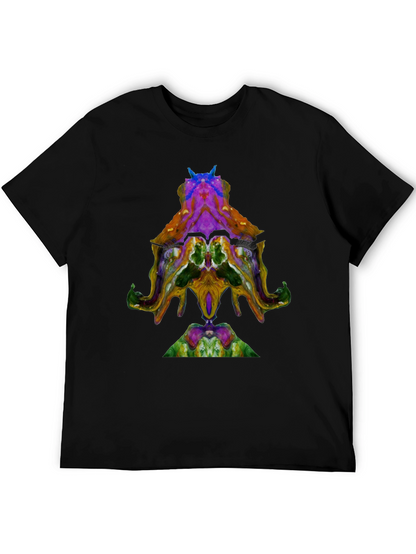 Abstract Octopus Design Black T-Shirt