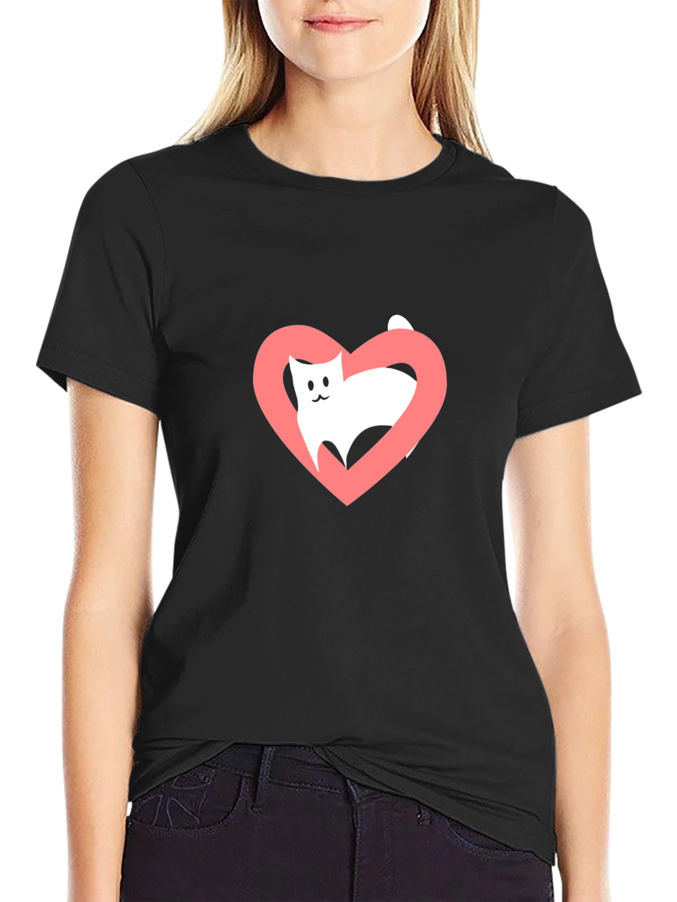 Cat Heart Tee - Love Your Feline Friend