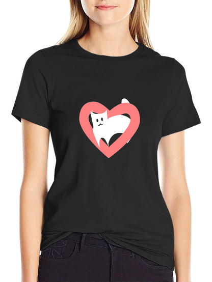 Cat Heart Tee - Love Your Feline Friend