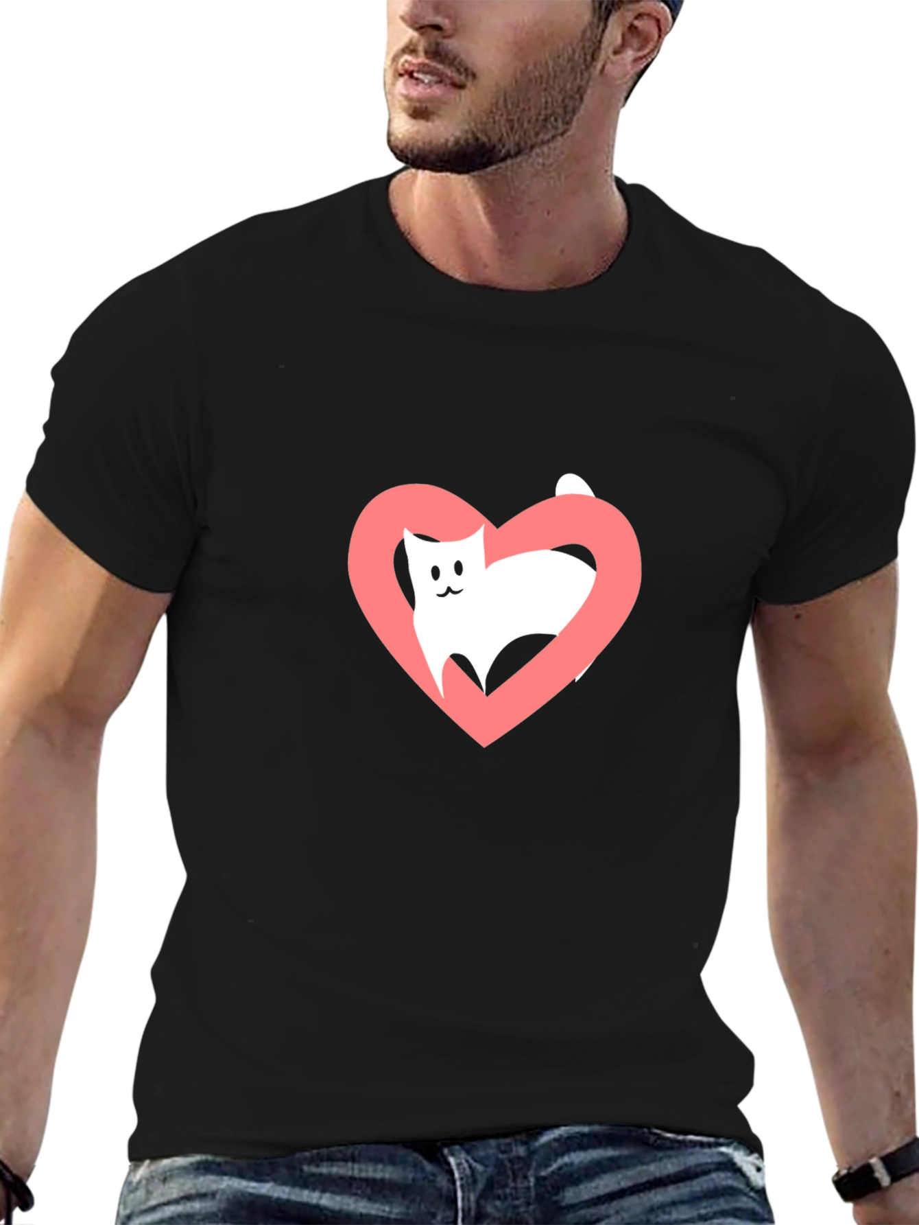 Cat Heart Tee - Love Your Feline Friend