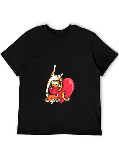 Cute Cats & Heart Graphic Tee