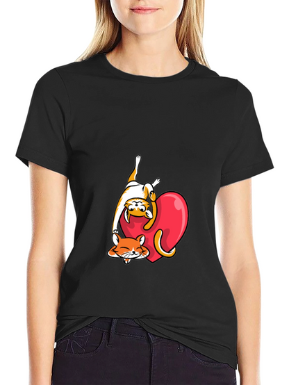 Cute Cats & Heart Graphic Tee