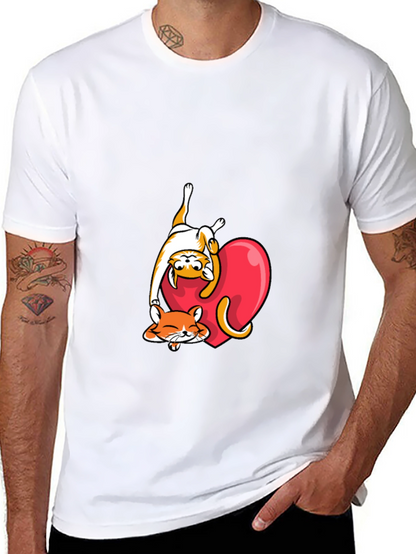 Cute Cats & Heart Graphic Tee