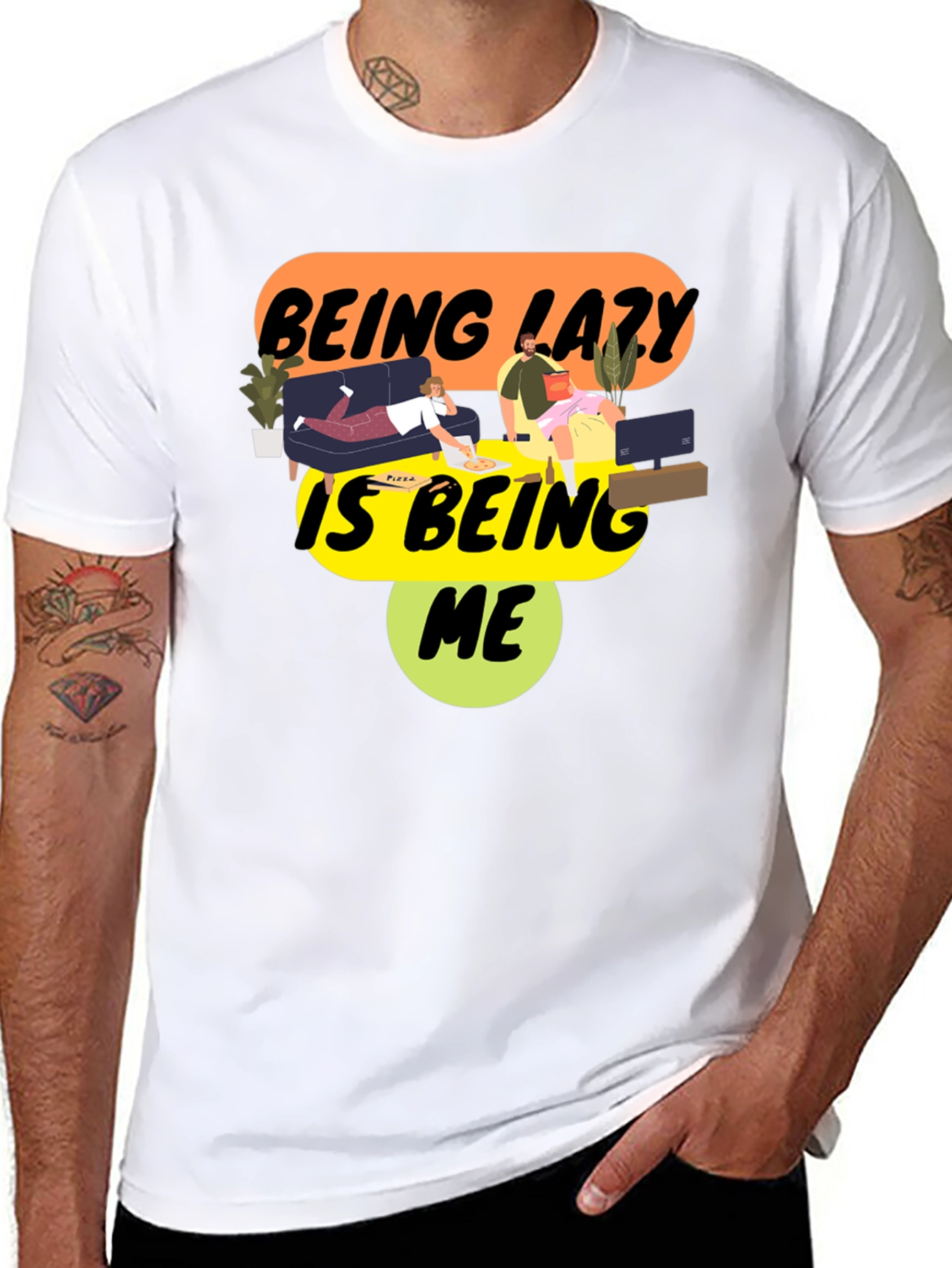 Being Lazy Is Being Me Black Graphic Tee