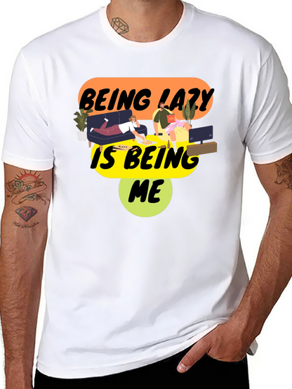 Being Lazy Is Being Me Black Graphic Tee