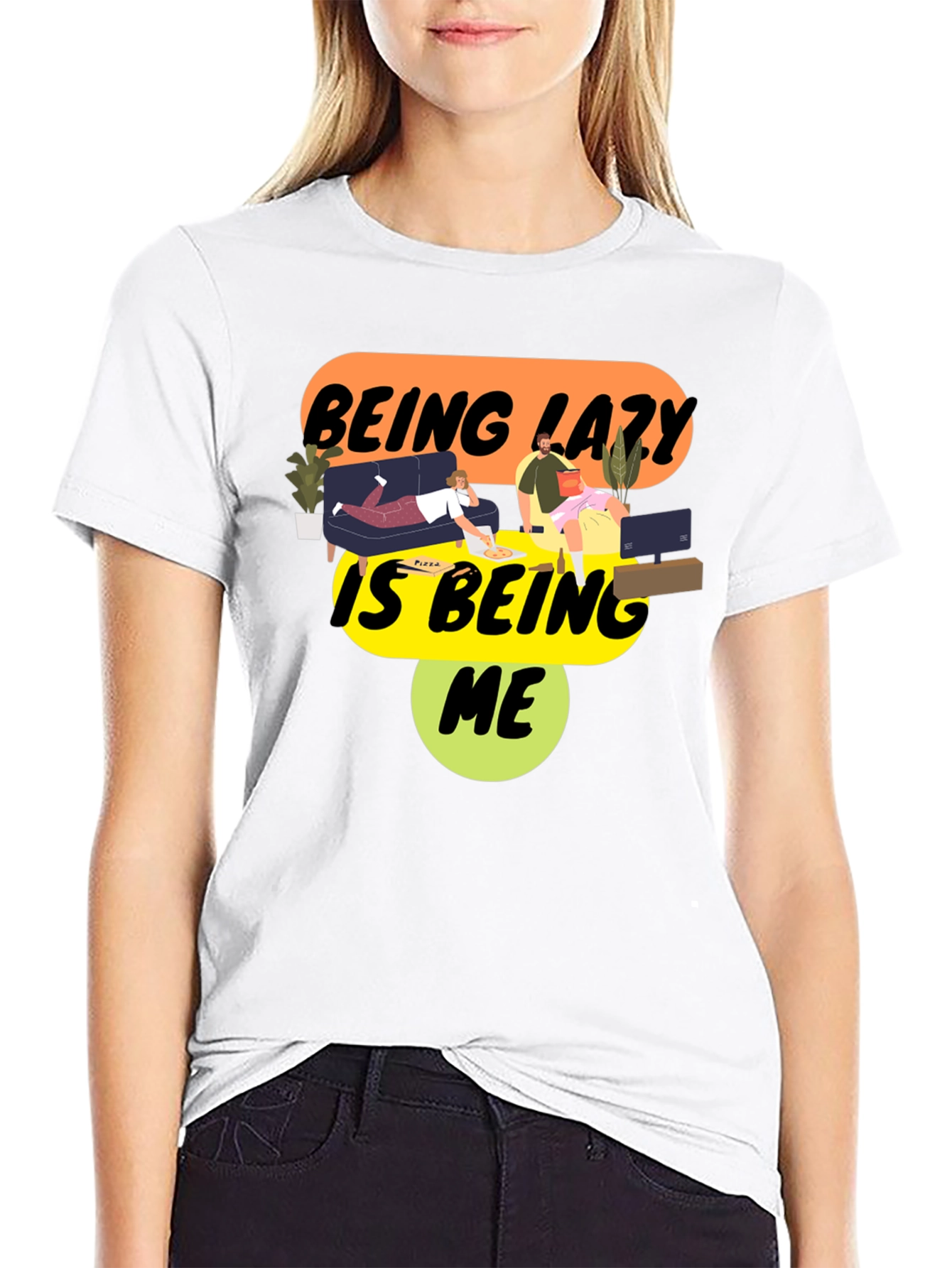 Being Lazy Is Being Me Black Graphic Tee