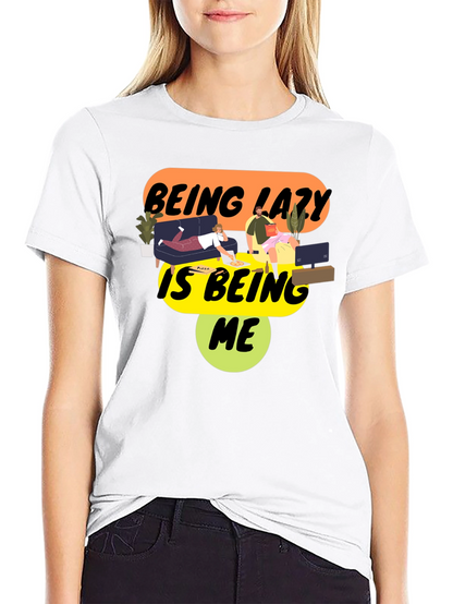 Being Lazy Is Being Me Black Graphic Tee