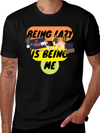 Being Lazy Is Being Me Black Graphic Tee