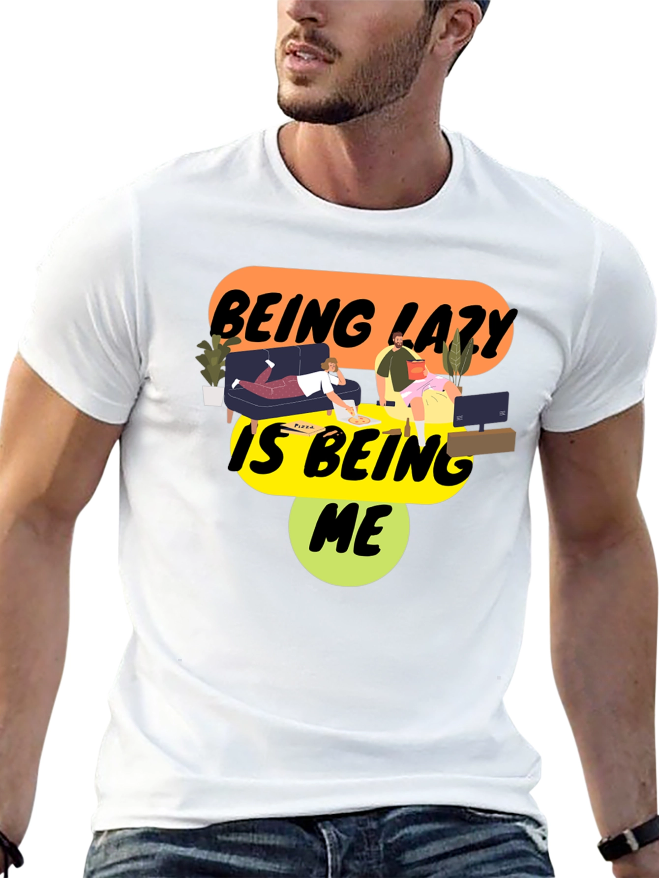 Being Lazy Is Being Me Black Graphic Tee