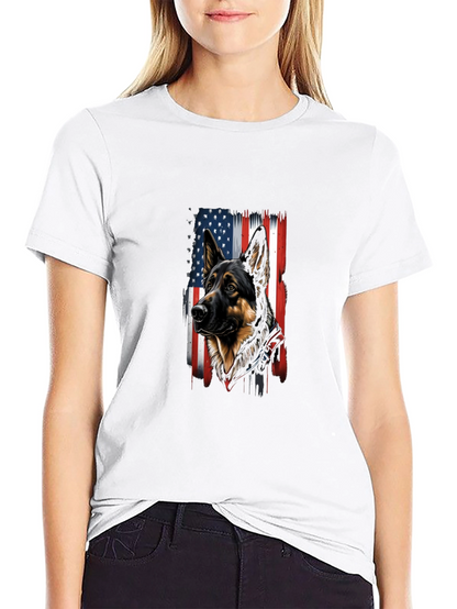 Patriotic German Shepherd USA Flag T-Shirt