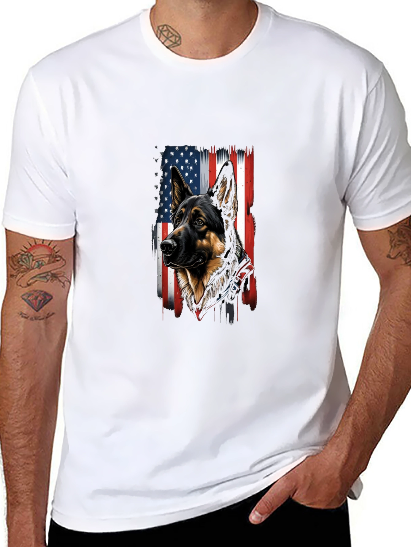 Patriotic German Shepherd USA Flag T-Shirt