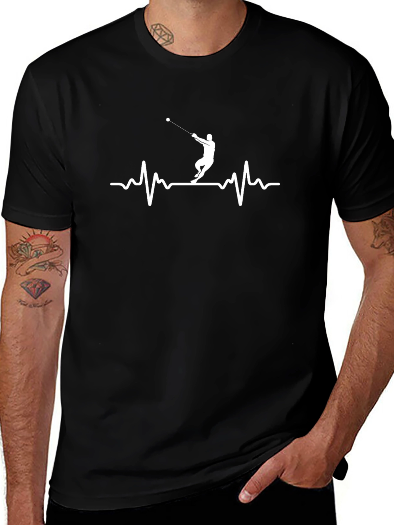 Hammer Throw Heartbeat T-Shirt - Black