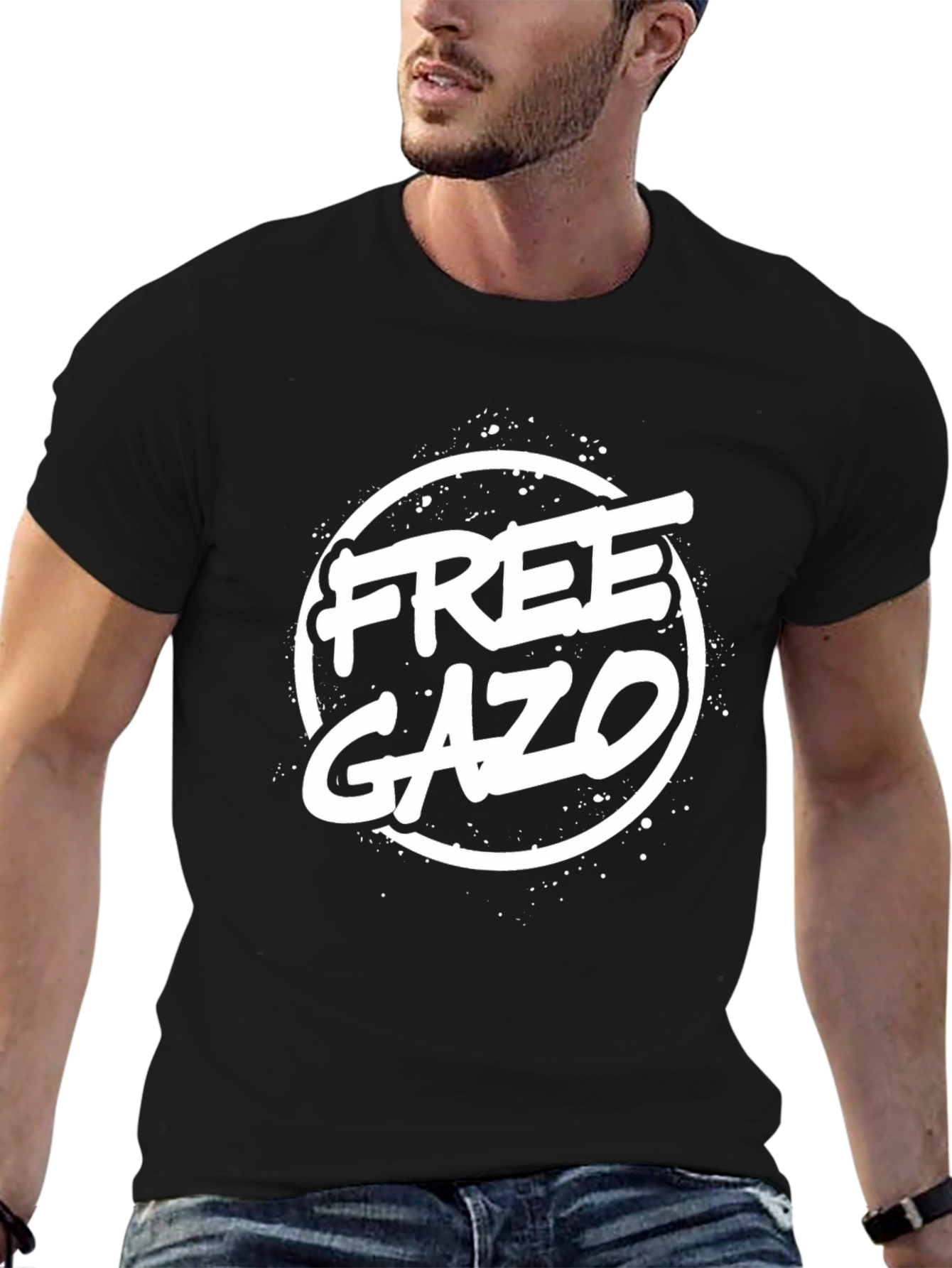 Free GAZO Graphic Print Black T-Shirt