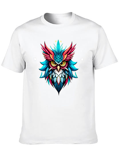 Neon Owl Graphic Tee - Unique Artistic Design