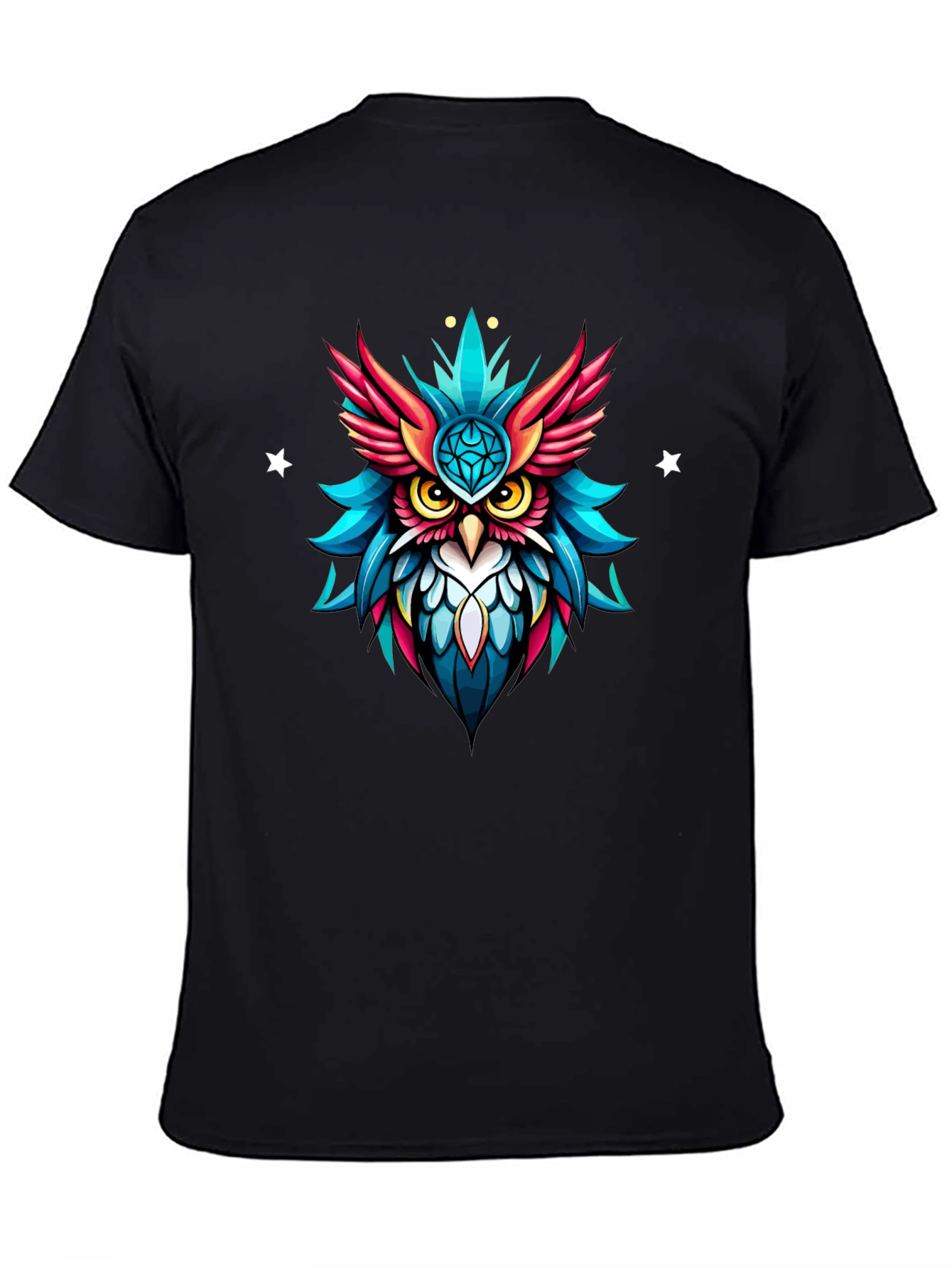 Neon Owl Graphic Tee - Unique Artistic Design