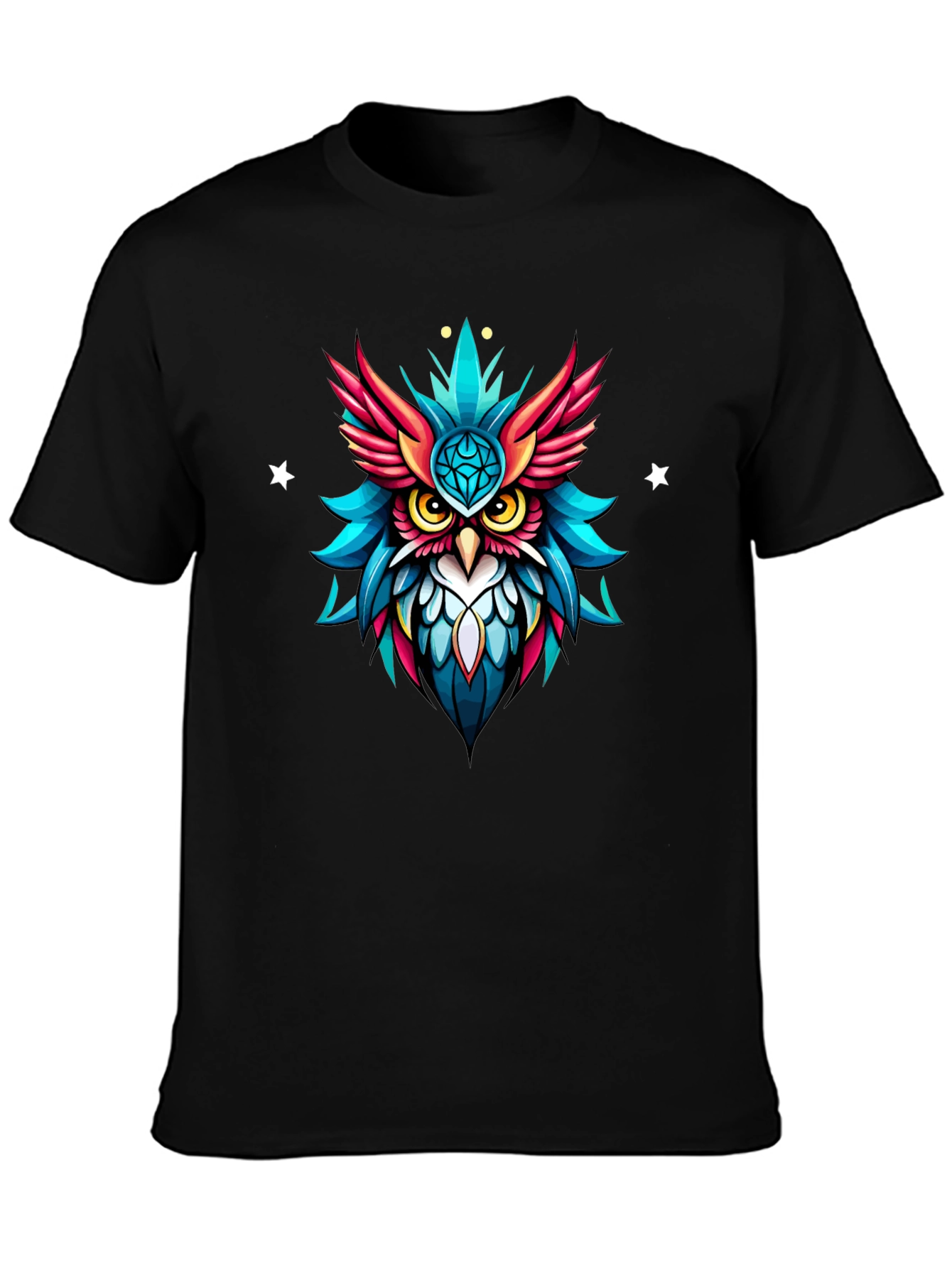 Neon Owl Graphic Tee - Unique Artistic Design