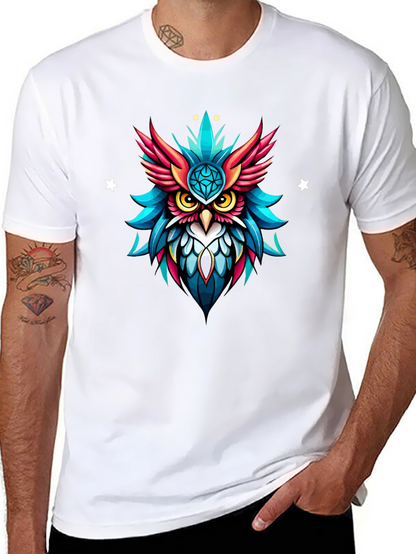 Neon Owl Graphic Tee - Unique Artistic Design