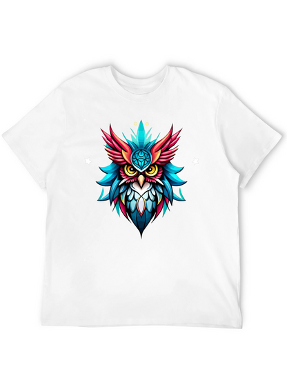 Neon Owl Graphic Tee - Unique Artistic Design