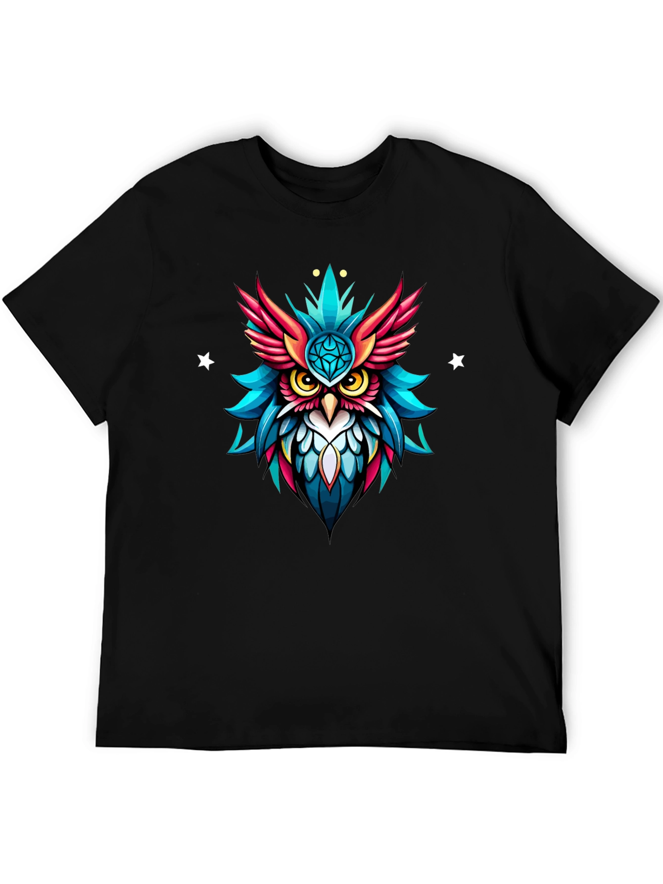 Neon Owl Graphic Tee - Unique Artistic Design