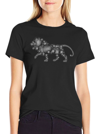 Bubble Lion Graphic Tee - Black Cotton Shirt