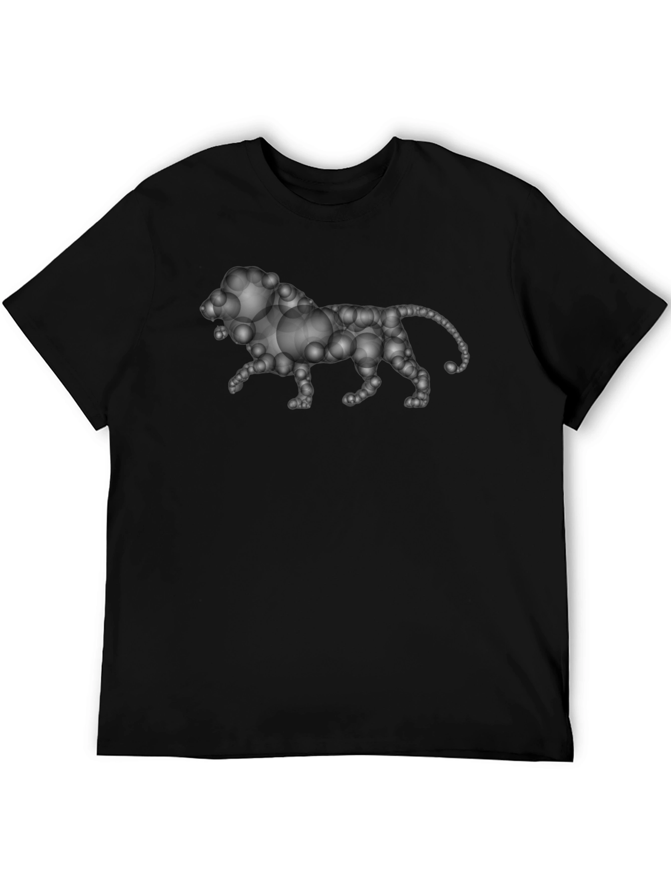 Bubble Lion Graphic Tee - Black Cotton Shirt