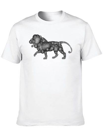 Bubble Lion Graphic Tee - Black Cotton Shirt