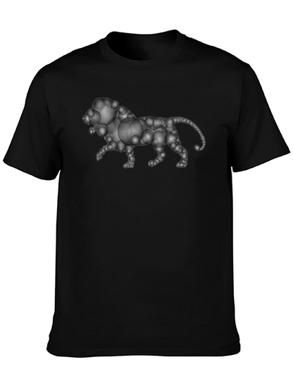 Bubble Lion Graphic Tee - Black Cotton Shirt