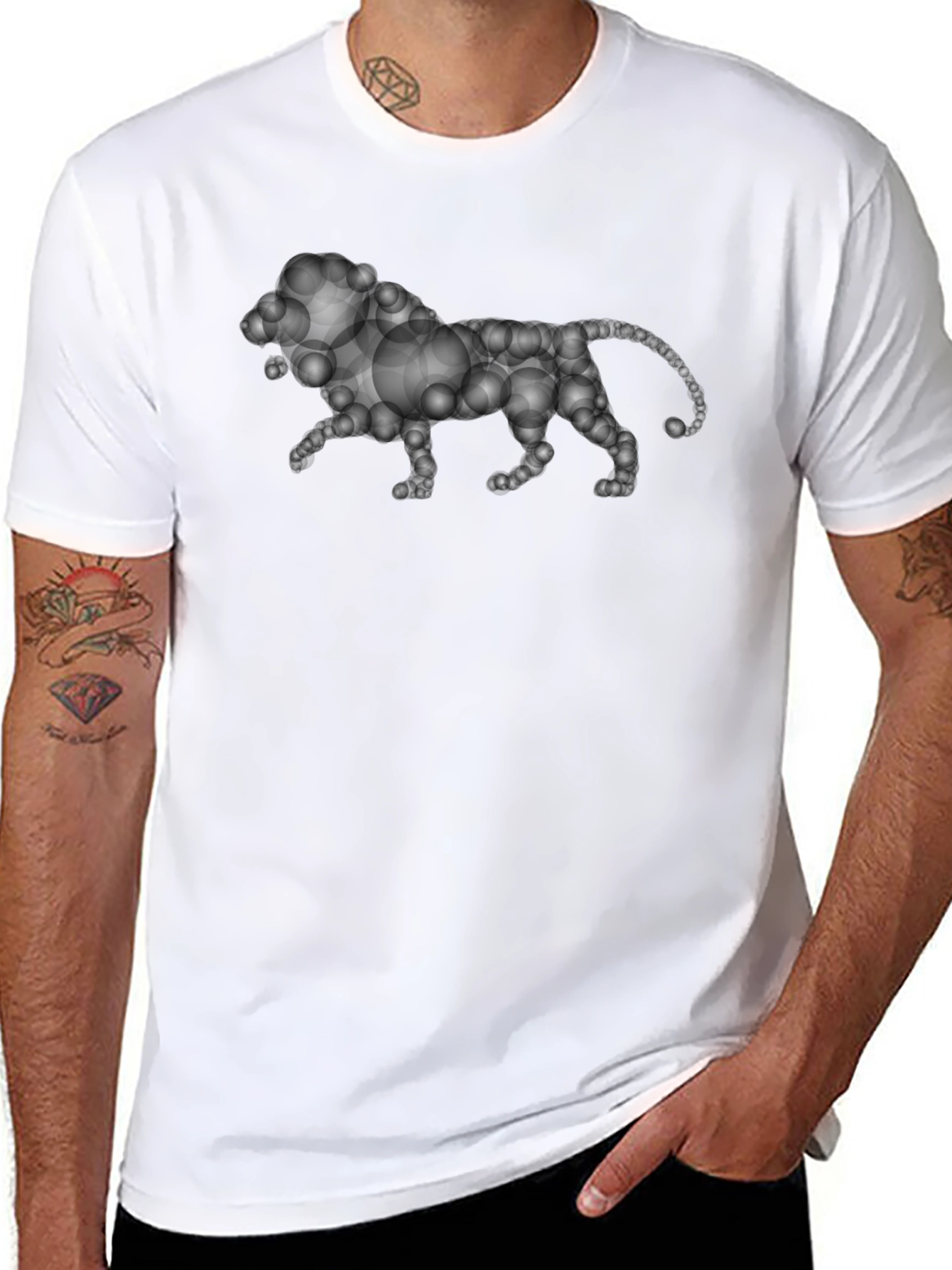 Bubble Lion Graphic Tee - Black Cotton Shirt