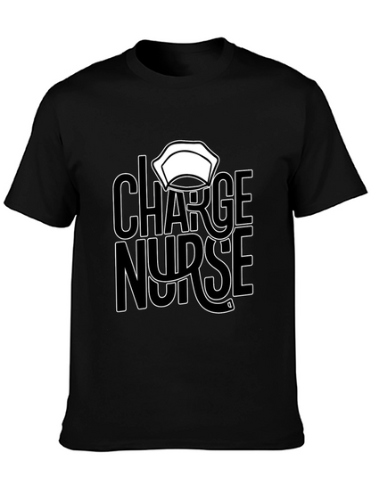 Charge Nurse Graphic T-Shirt - Black Casual Tee
