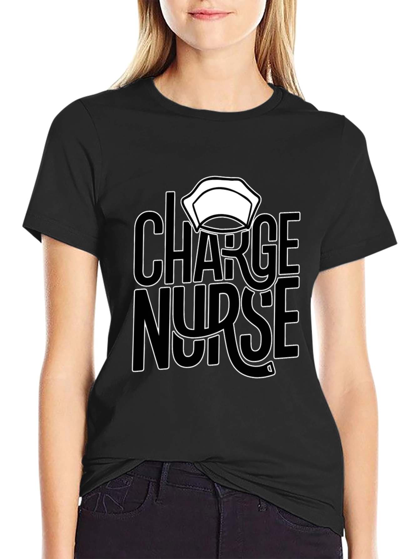 Charge Nurse Graphic T-Shirt - Black Casual Tee