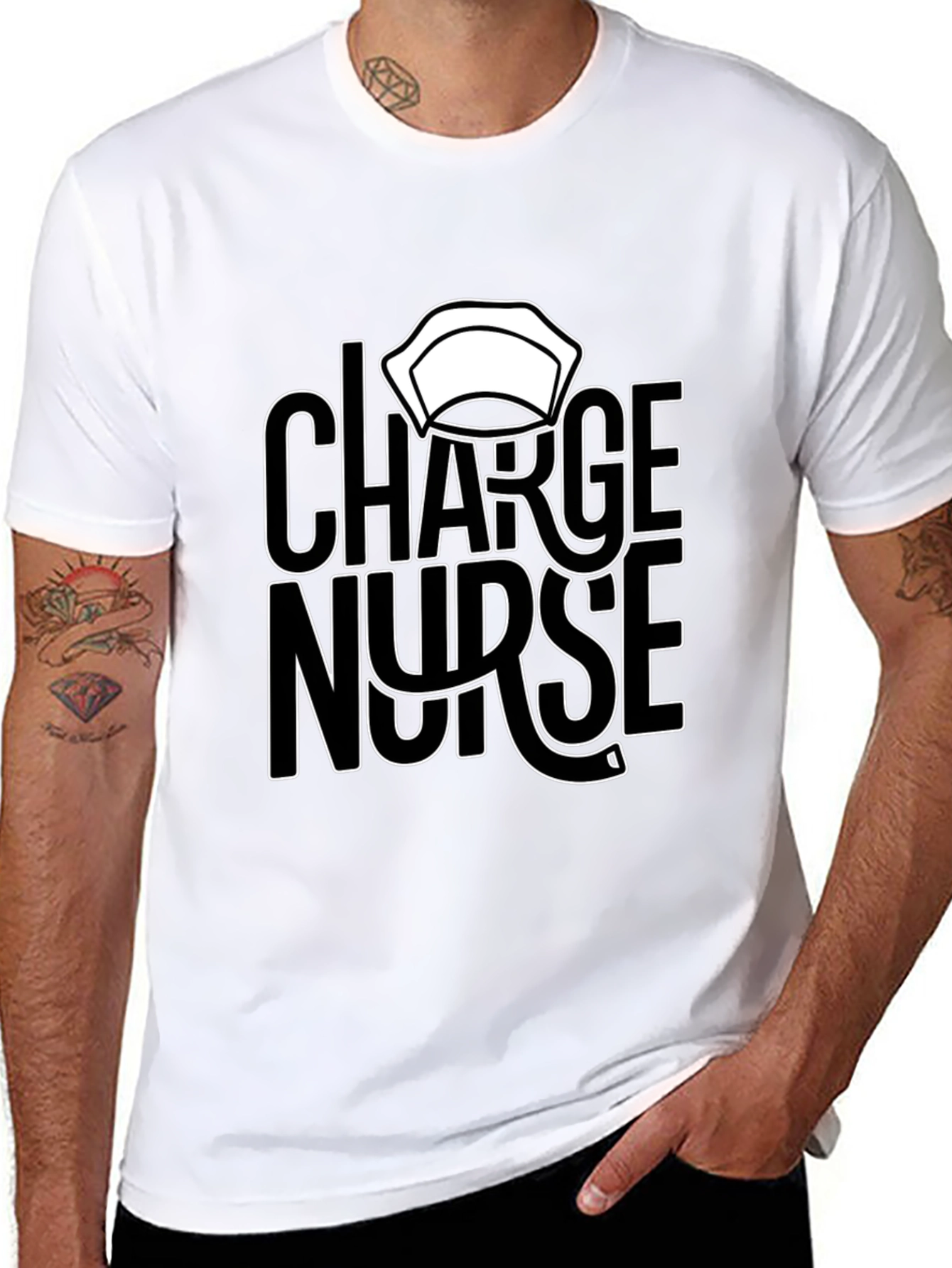 Charge Nurse Graphic T-Shirt - Black Casual Tee