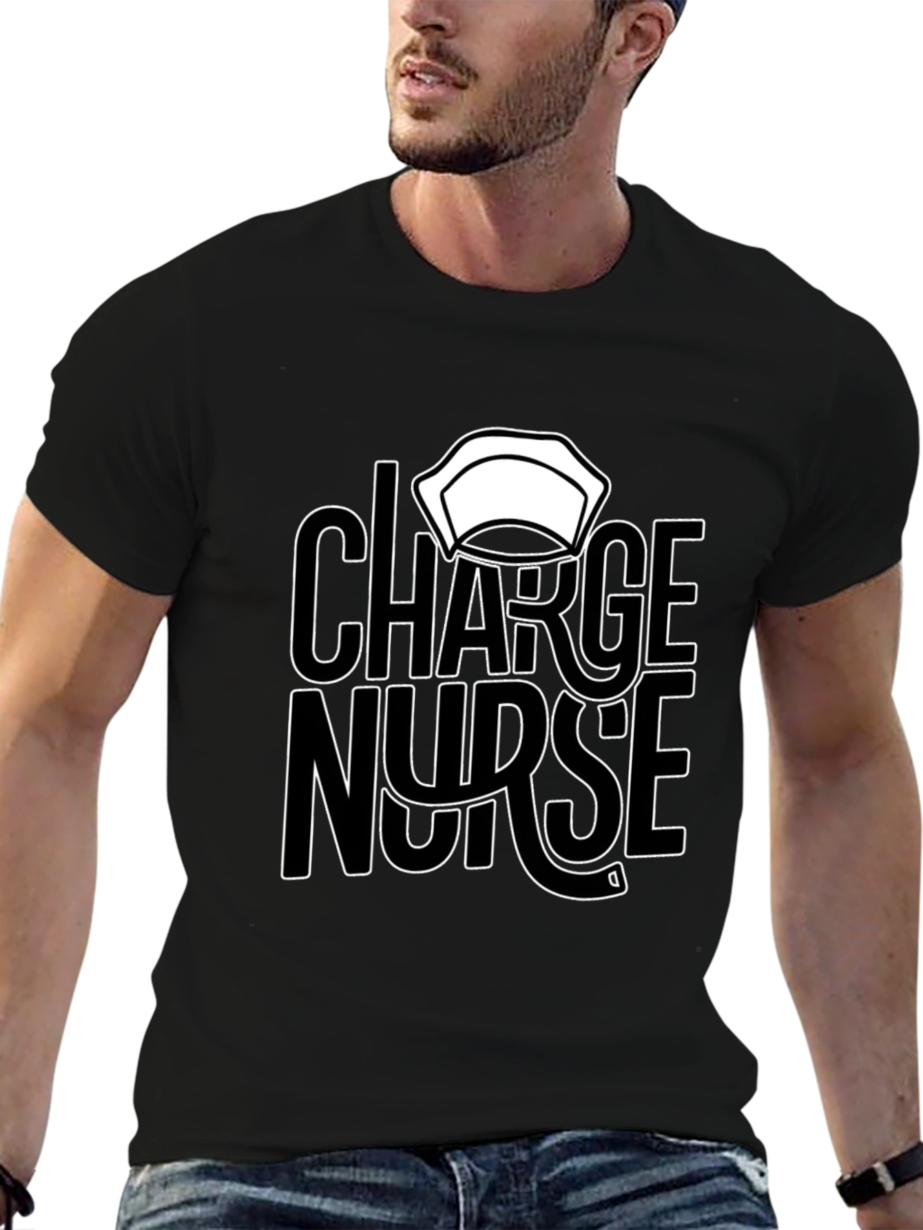 Charge Nurse Graphic T-Shirt - Black Casual Tee